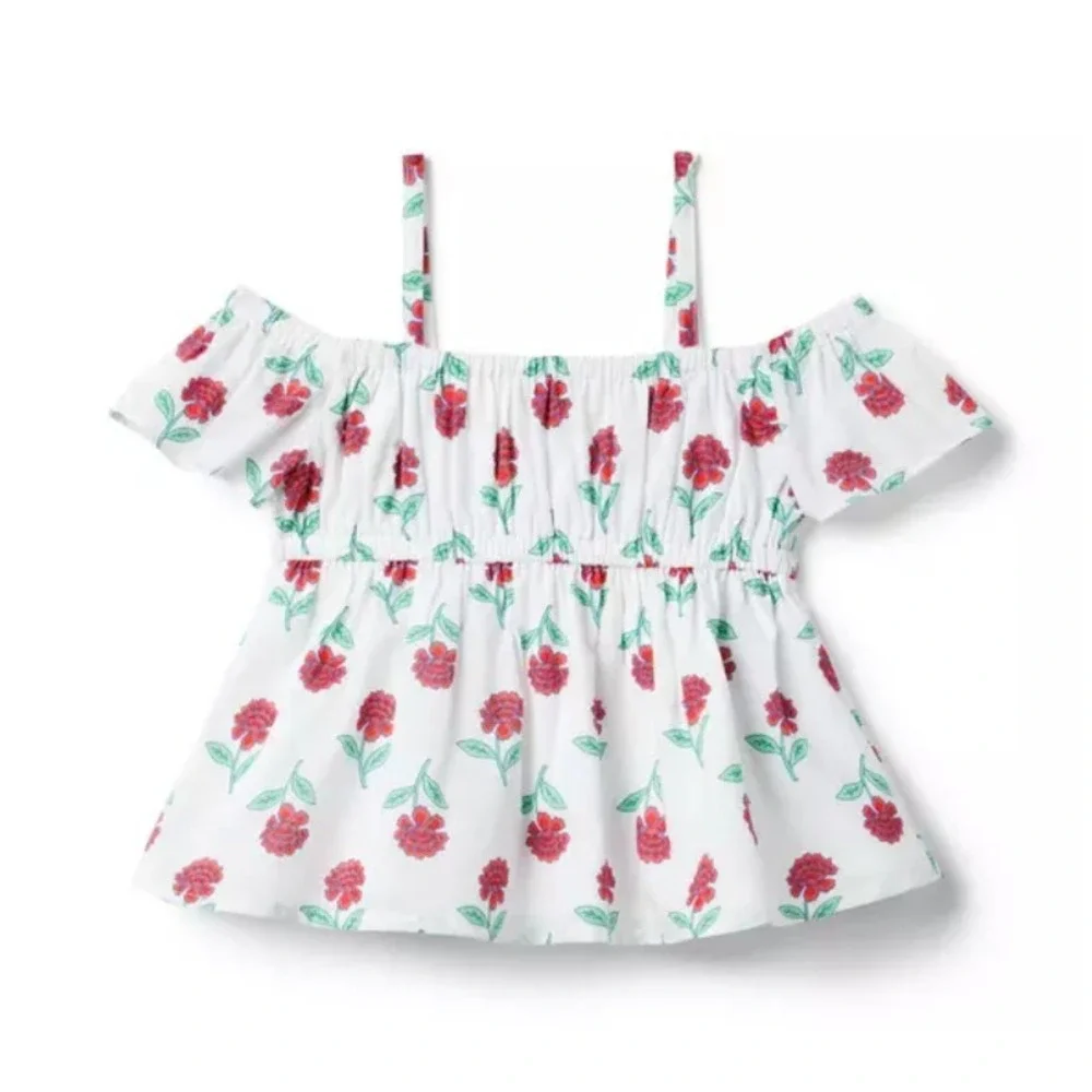 Janie and Jack Floral Cold Shoulder Top‎ Size 7